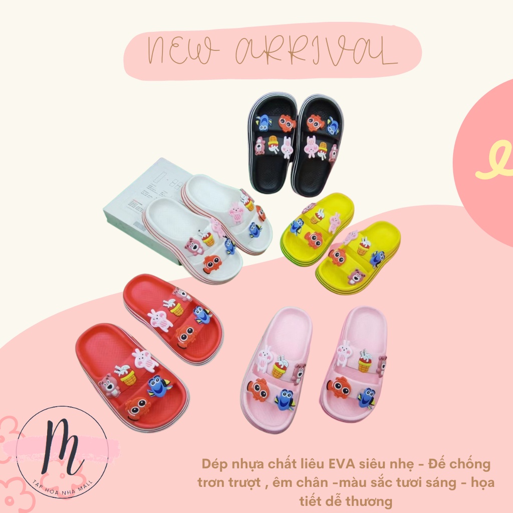 Dép bánh mì đế cong cho bé gái đủ màu kèm sticker dễ thương