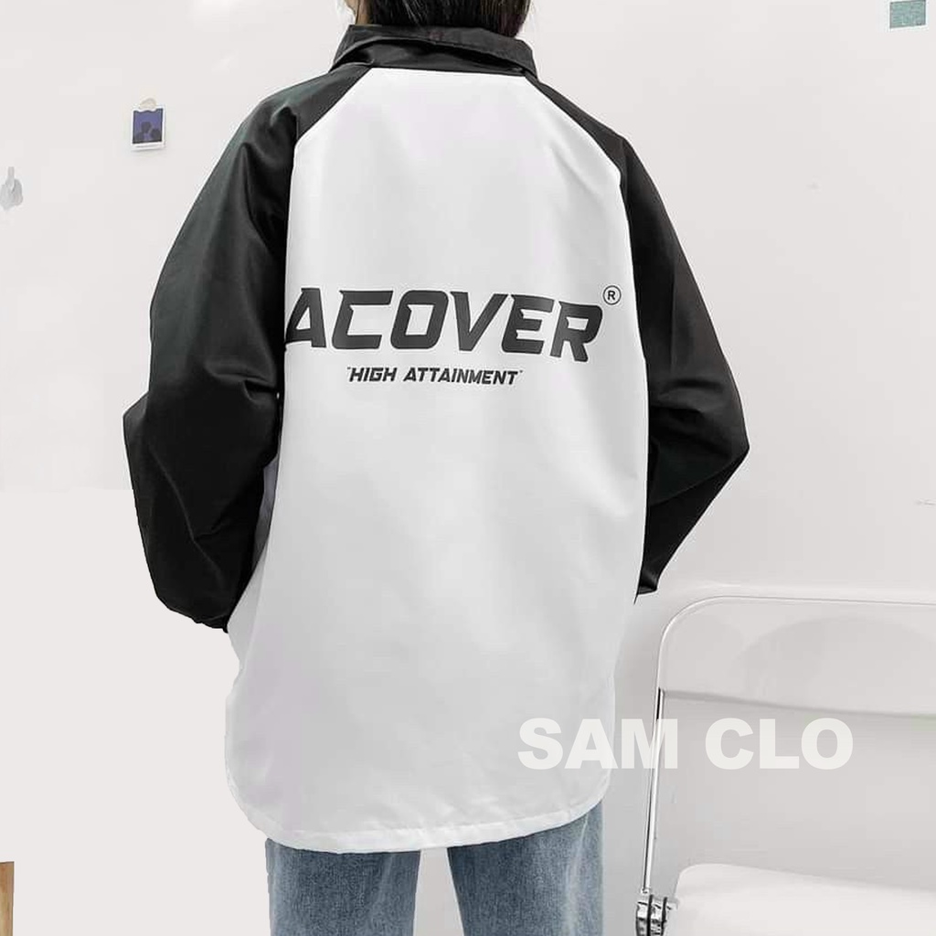 Áo khoác dù bomber 2 lớp nam nữ phong cách bóng chày form rộng unisex mặc cặp - couple in chữ ACOVER HIGH