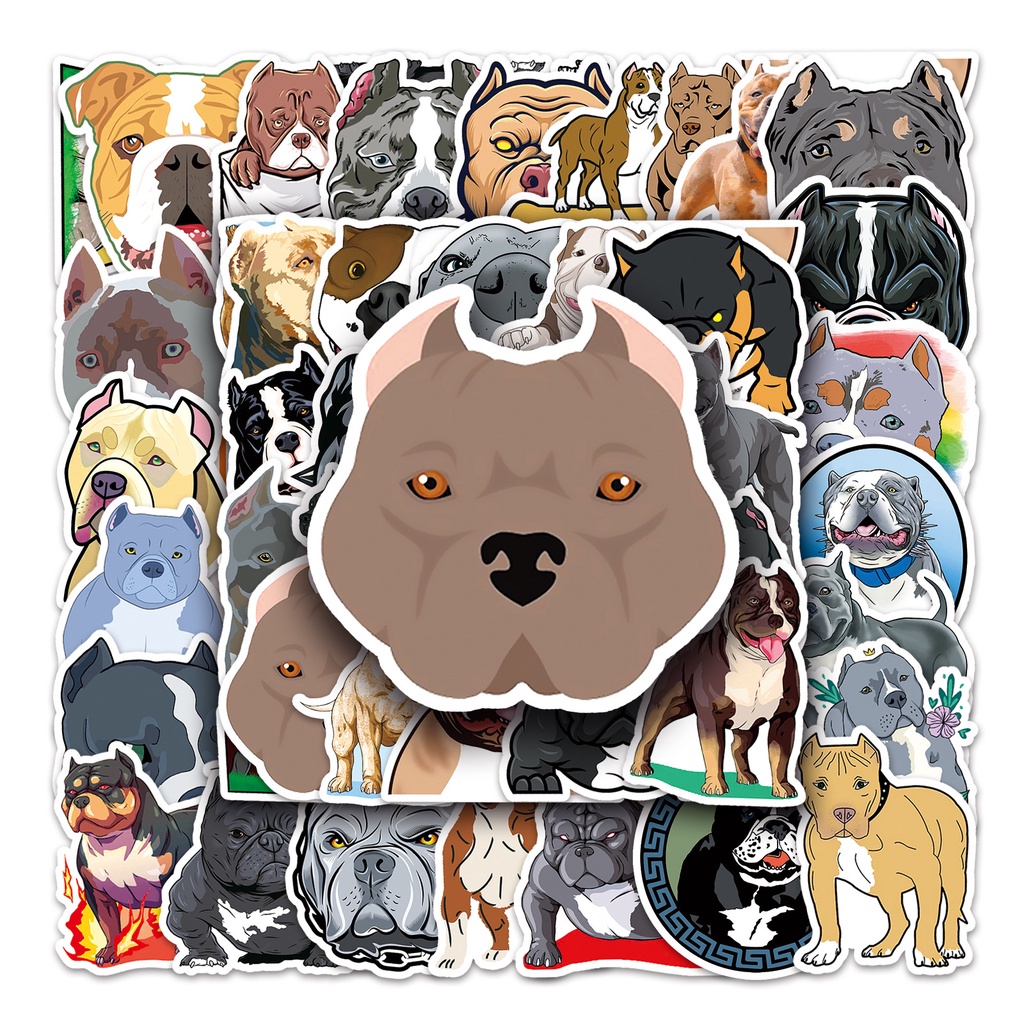 [Set 50 Cái] Sticker dán mũ bảo hiểm, laptop hình chó Bully cực ngầu - DB.080