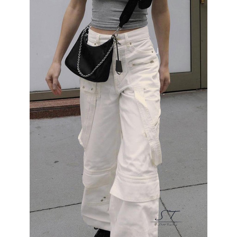 Quần Jeans Lưng Cao Có Túi Phối Khóa Kéo CY03 Thời Trang Cho Nữ