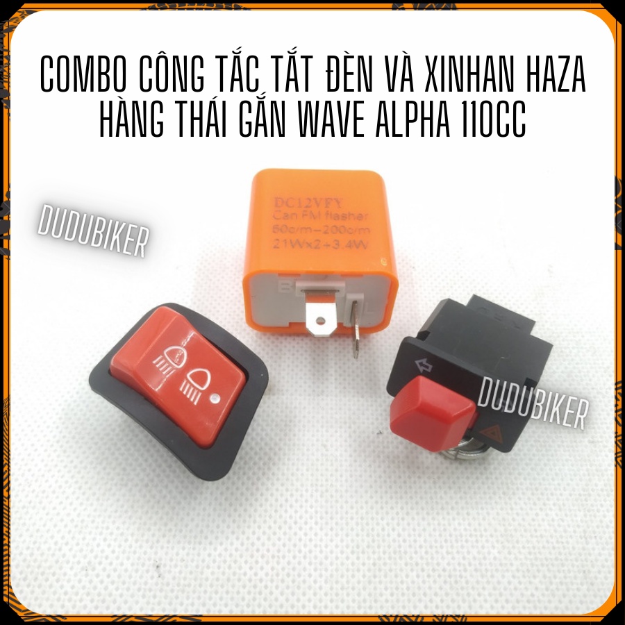 COMBO công tắc tắt đèn và xinhan Haza kèm rơ-le hàng Thái màu đỏ xịn, xi nhan hazzard tặng kèm rơ le nháy chỉnh nhanh ch