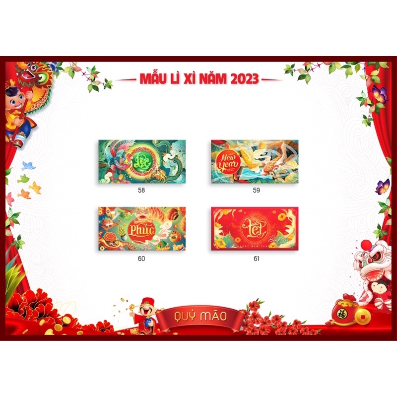 Lì xì cực đỉnh 10 cái mẫu ngẫu nhiên năm 2023