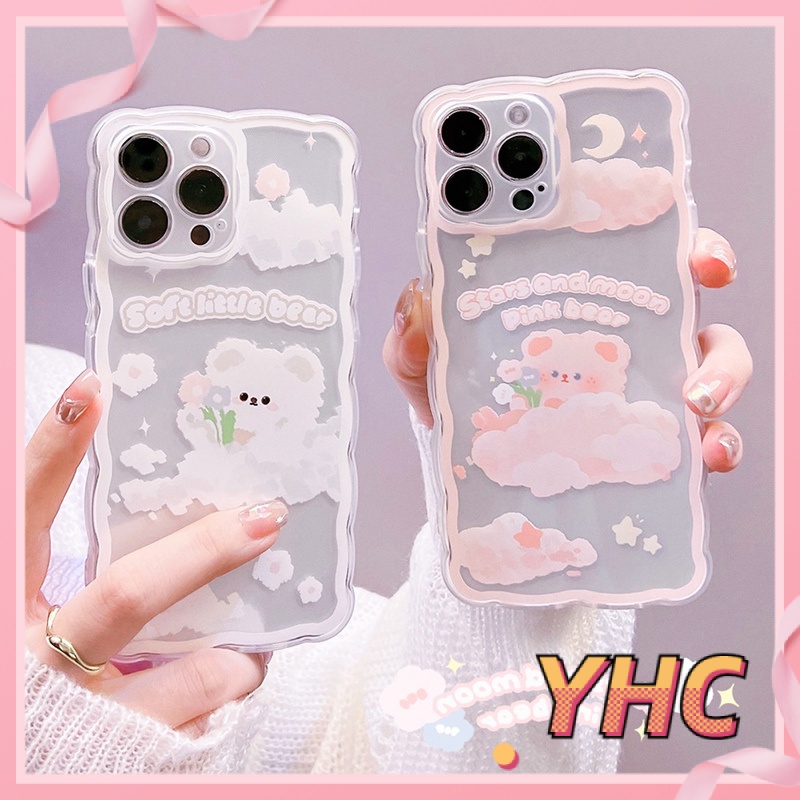 Ốp Điện Thoại Họa Tiết Gấu Và Đám Mây Viền Gợn Sóng Cho Iphone6 6splus 7 7plus 8 8plus XR x xs 12 11 pro max plus 13 promax-1021