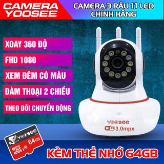 Camera Yoosee 11 LED 3.0Mp 1080P - Xem Đêm Có Màu - xoay 360 độ theo dõi chuyển động - phần mềm tiếng việt