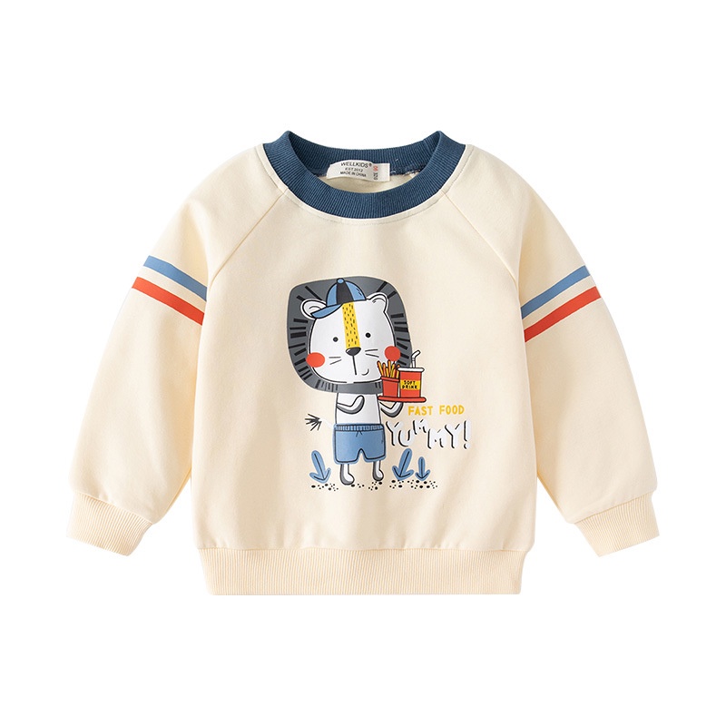 Áo nỉ bé trai WELLKIDS áo dài tay cho bé họa tiết thú hàng xuất Âu Mỹ