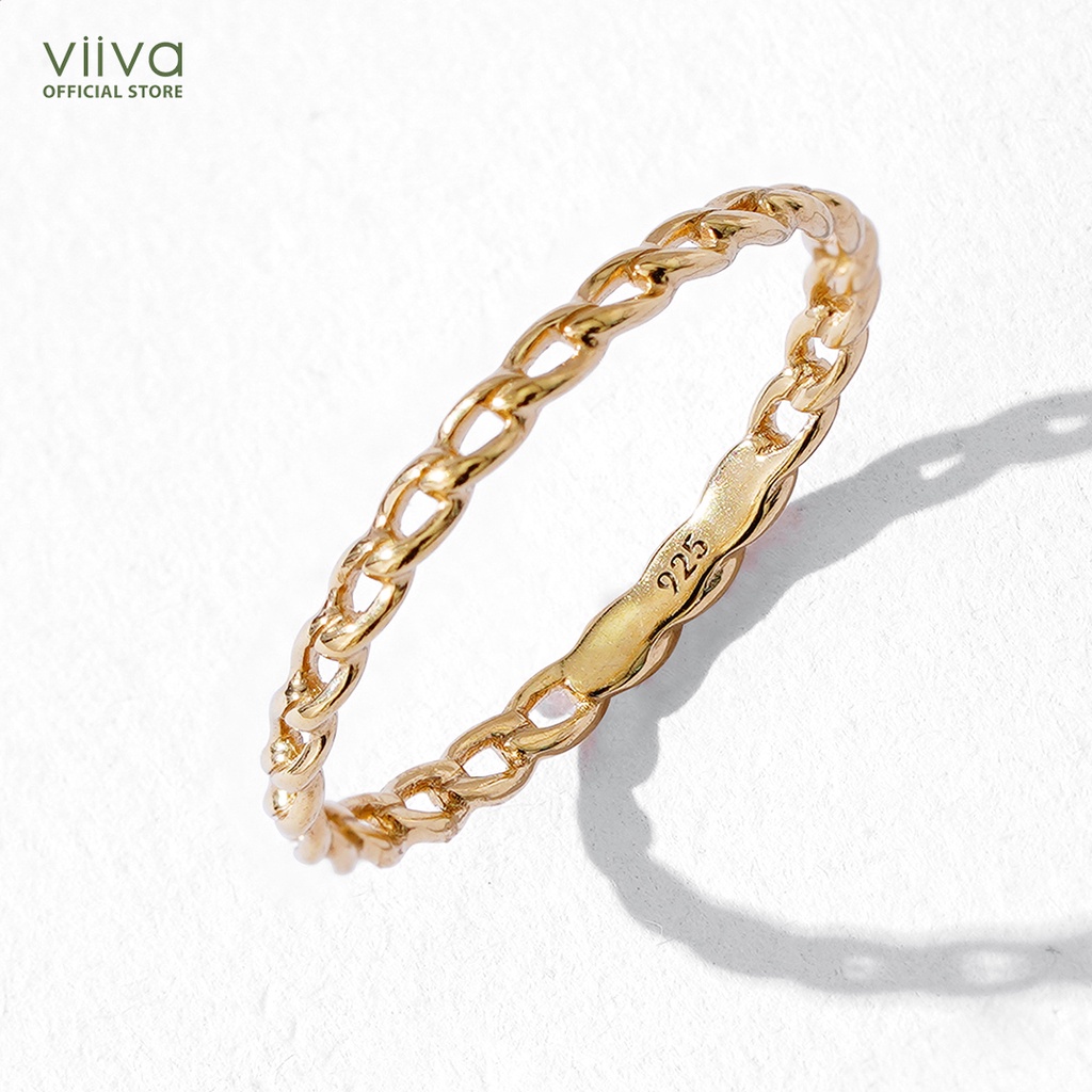 Nhẫn Bạc 925 mạ vàng 14K Stacker Cuban Link Chain Ring Mạ Vàng 1.7mm R5346102