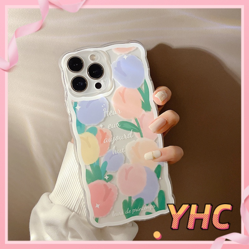 Ốp Điện Thoại Họa Tiết Hoa Viền Lượn Sóng Cho Iphone6 6splus 7 7plus 8plus XR x xs 12 11 pro max plus 13 Promax