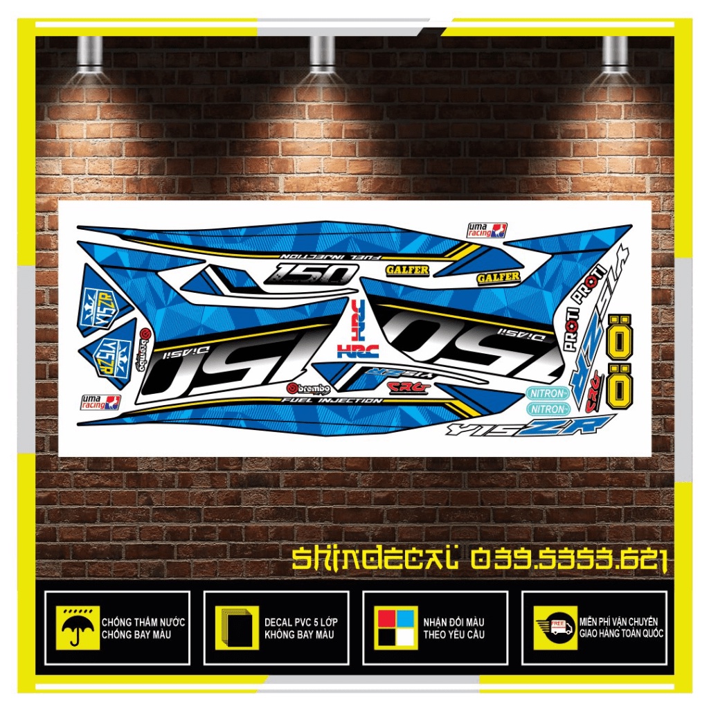 {TPHCM-FREE SHIP] TEM RỜI EXCITER 150 MX KING XANH ĐEN CHỈ VÀNG