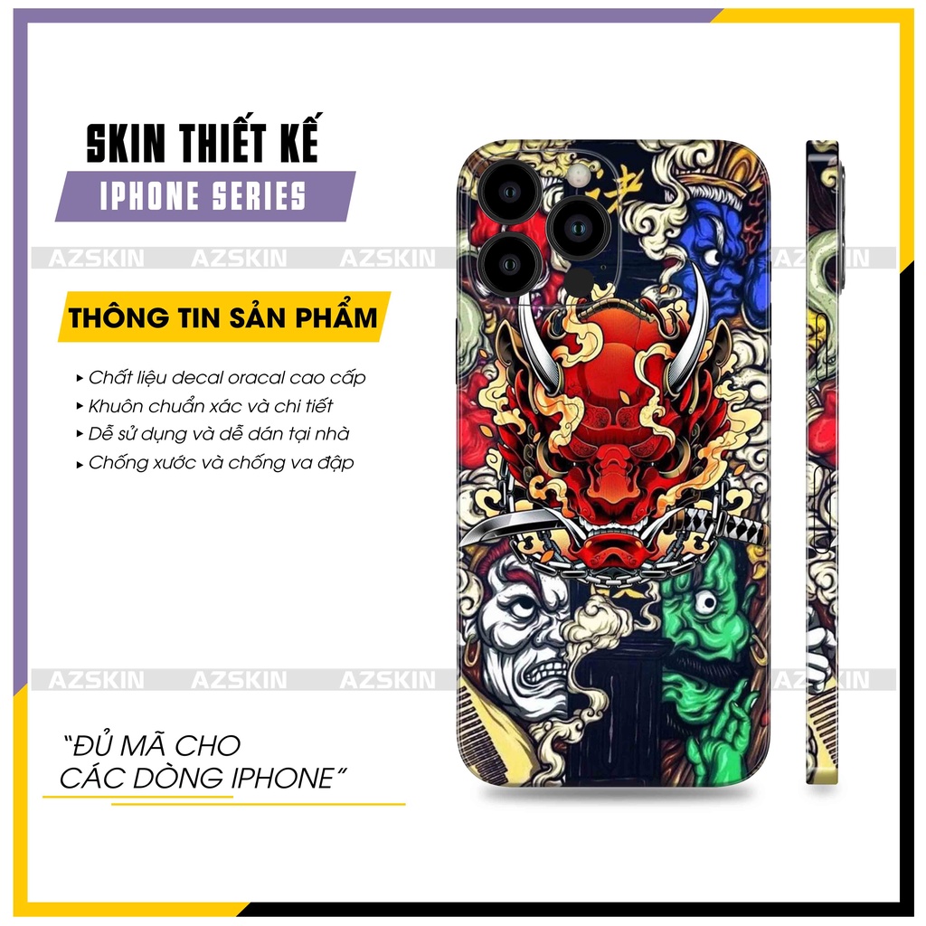 Miếng Dán Skin Hình Xăm Full Lưng Viền Cho Mọi Dòng IPhone |SK_IPTT144| Chất Liệu 3M Cao Cấp, Cán PVC Bền Màu, Dễ Dán