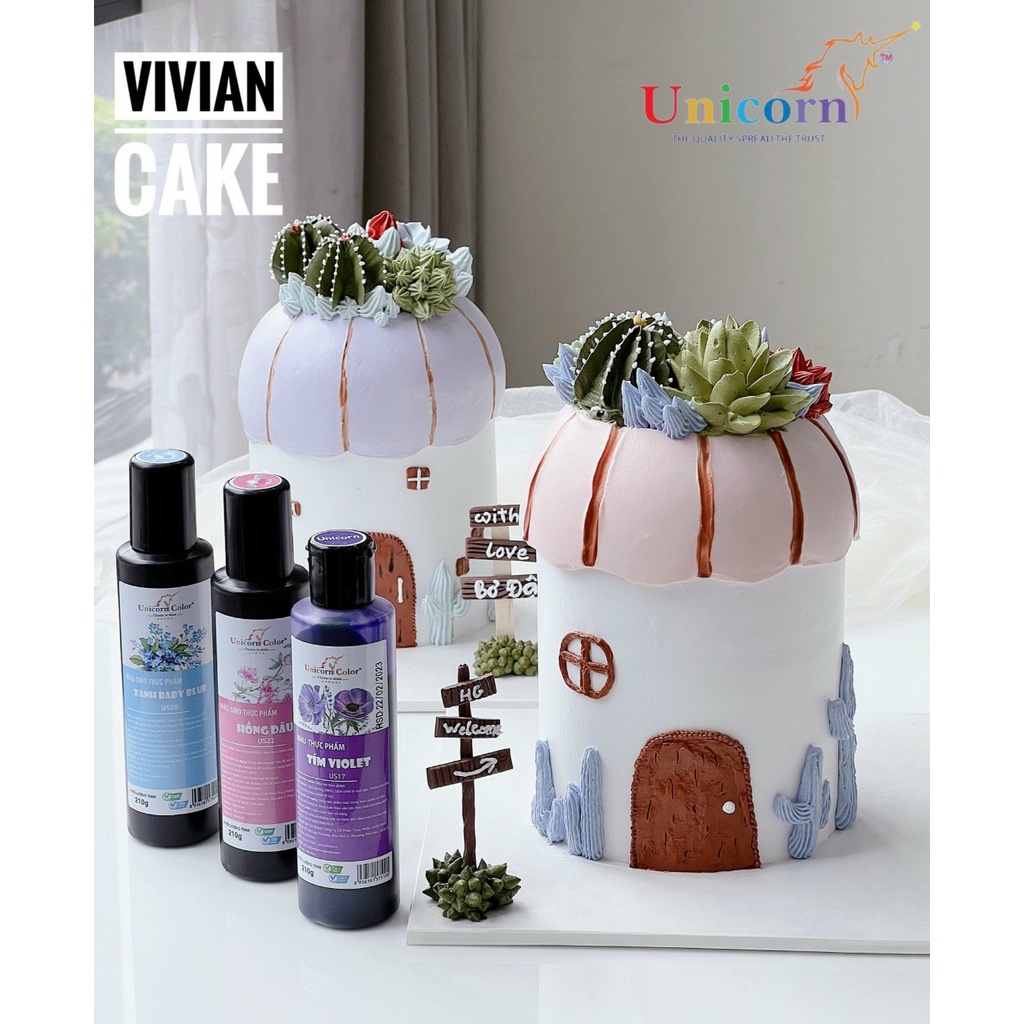 Màu siro thực phẩm Unicorn 24 màu  mua 7 màu tặng sách hướng dẫn.