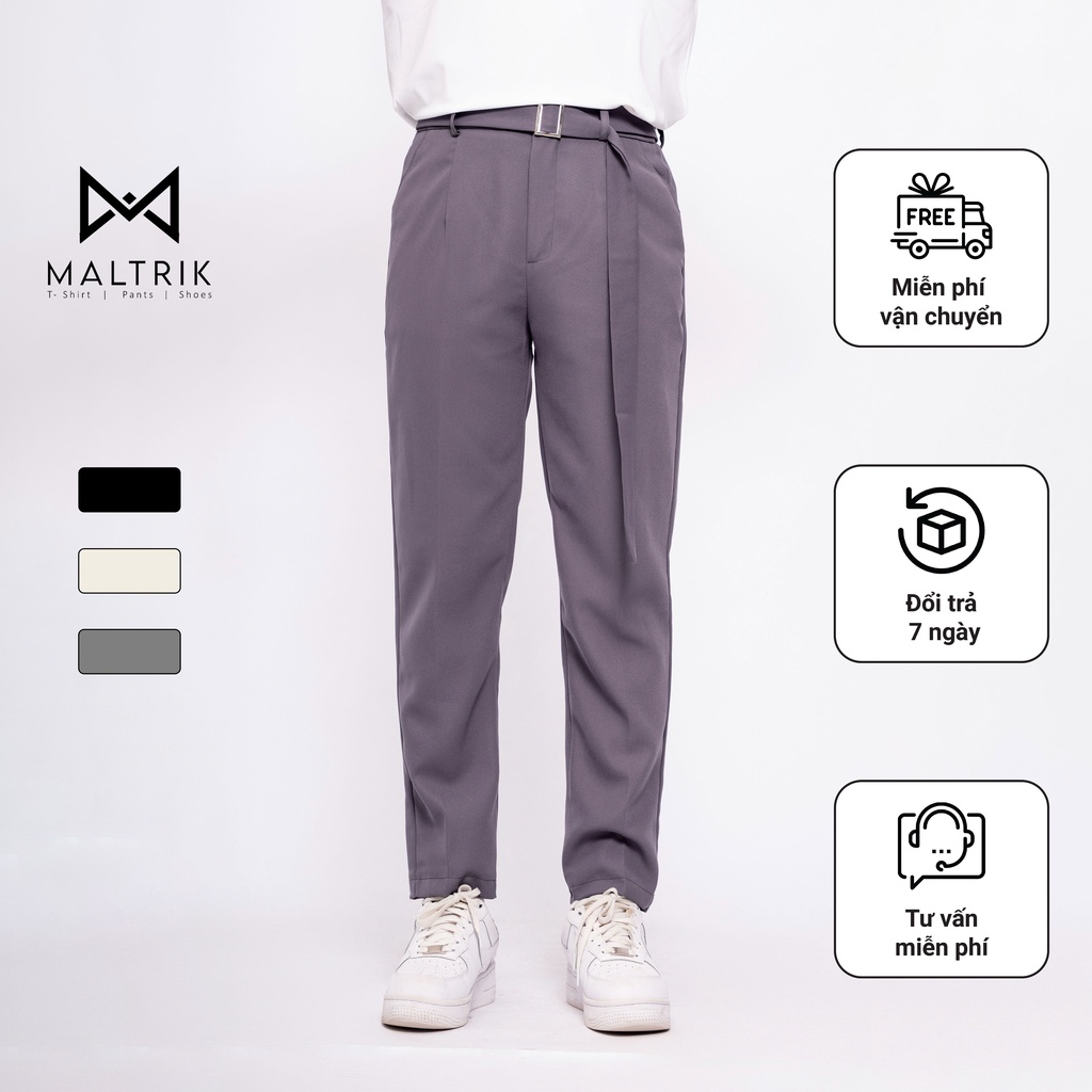 Quần âu cạp cao nam Maltrik Bigsize màu xám thiết kế cạp chun có size lớn cho người béo đến 120kg
