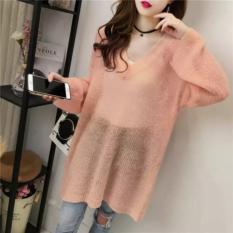 Áo Khoác Sweater Mỏng Cổ Chữ V Tay Dài Phong Cách Hàn Quốc Thời Trang Xuân Thu 2022