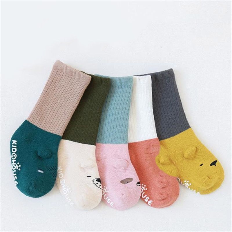 Vớ cotton Nguyên Chất Dày Dặn Chống Trượt Họa Tiết Hoạt Hình Ba Chiều Cho Bé