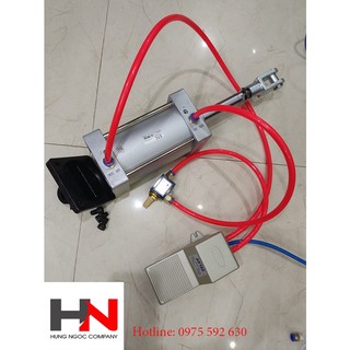Bộ đột dập dùng khí nén ( 1 xi lanh + bàn đạp + van xả + phụ kiện kèm )
