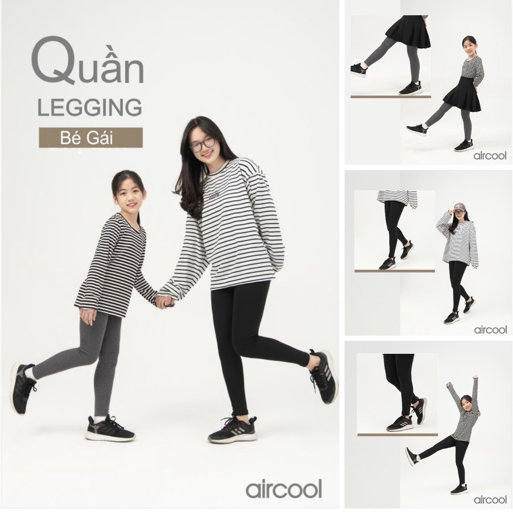 Quần legging bé gái 3-15 tuổi Aircool 100% Cotton Modal mềm mại & ấm áp
