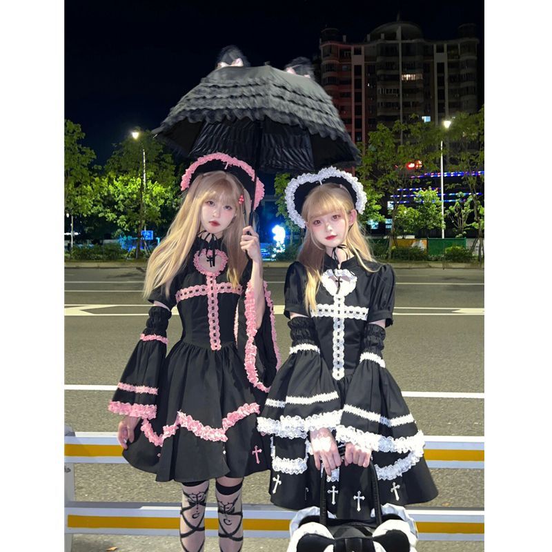 Đầm Ngắn Eo Cao Mềm Mại Phối Màu Tương Phản Phong Cách Lolita Nhật Bản Giáng Sinh Ngọt Ngào Thời Trang Mùa Thu Dành Cho Bạn Nữ
