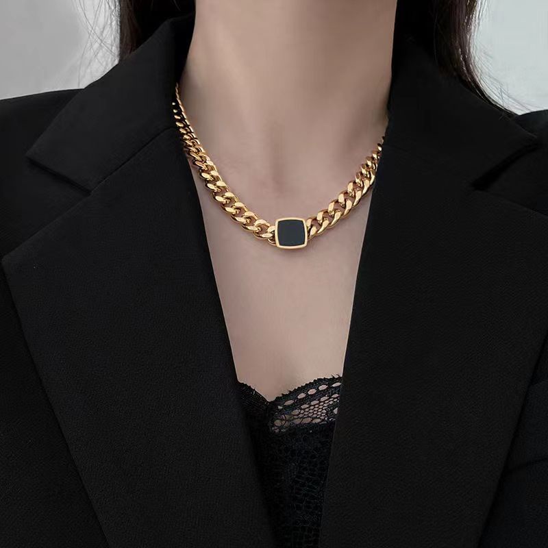 Vòng cổ Thép Titan Màu Vàng Kim Phong Cách Hip Hop Âu Mỹ Thời Trang Mùa Hè Cho Nữ