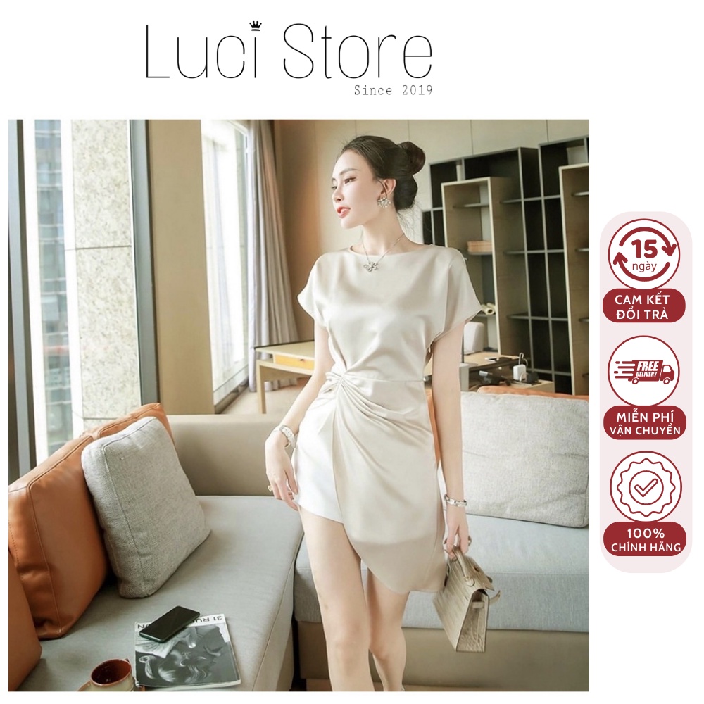 Set bộ áo lụa tà chéo phối quần đùi thun cao cấp (Hàng có size)