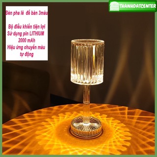 Đèn ngủ để bàn, đèn pha lê cảm ứng ánh sáng led 3 màu dùng decor trang trí phòng ngủ hiệu ứng 3d sang trọng