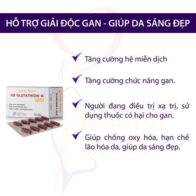 HB Glutathion C Plus Viên uống trắng da thải độc gan HB Glutathion C Plus 30 viên