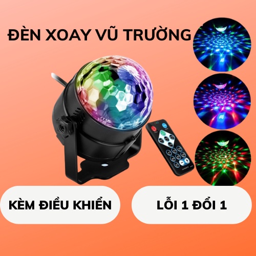 Đèn Cầu Vũ Trường Xoay Nháy Chớp Theo Nhạc Bay Quẩy Phòng Sân Khấu Đèn Led Quán Bar Ánh Sáng Cảm Ứng Nhạc Có Điều khiển