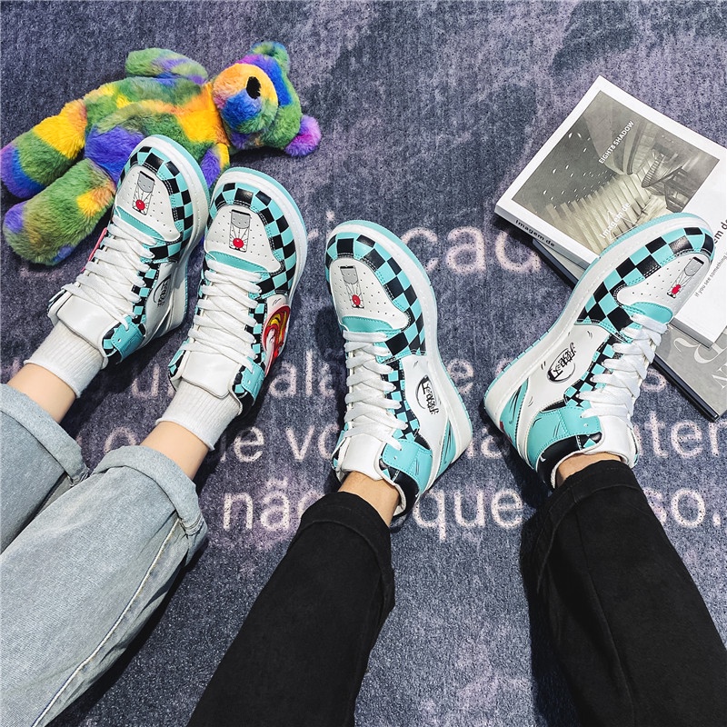 Giày Sneaker Nam Cổ Cao In Hình Anime Demon Slayer Kokushibou Thoải Mái Thời Trang Mới