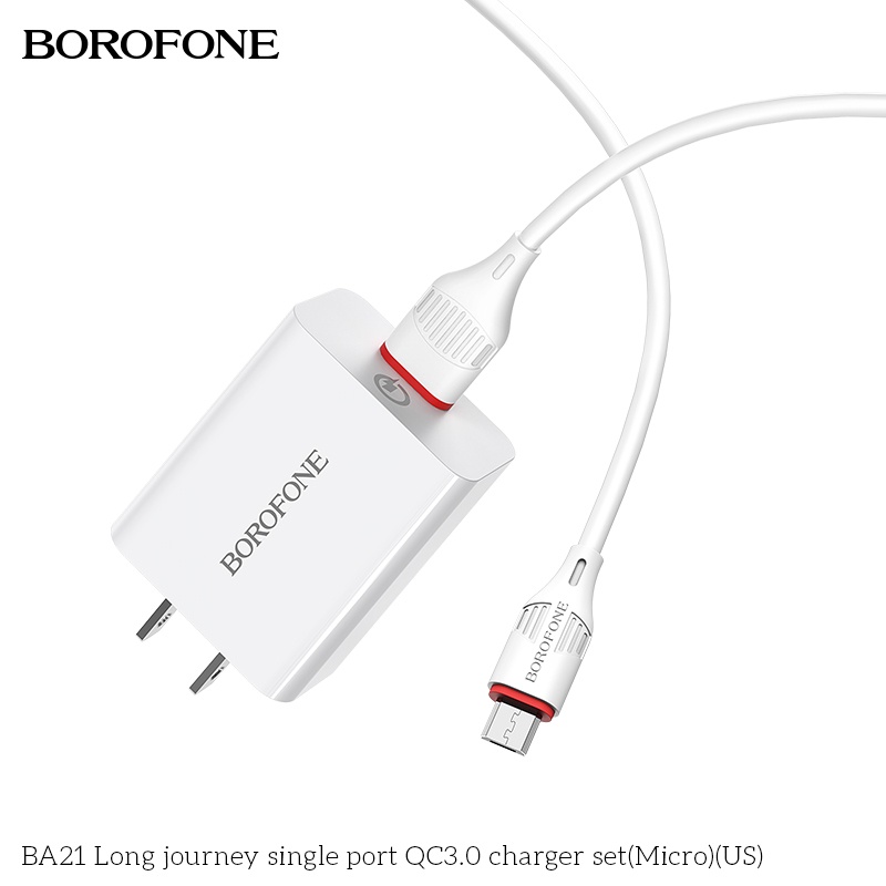 Bộ sạc 18W BOROFONE gồm củ và dây cáp sạc Micro-USB dài 1 mét cho android: Samsung, Xiaomi, Oppo, Vivo, Huawei Realme...