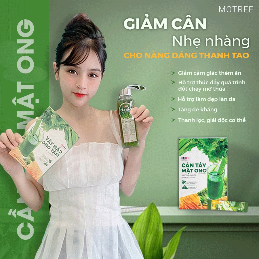 Bột cần tây mật ong Motree giảm cân nhanh cấp tốc an toàn detox giảm béo