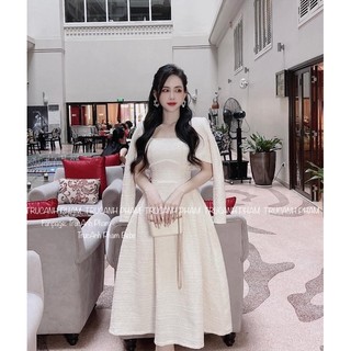 Sét váy thiết kế cổ viền ngọc sang chảnh