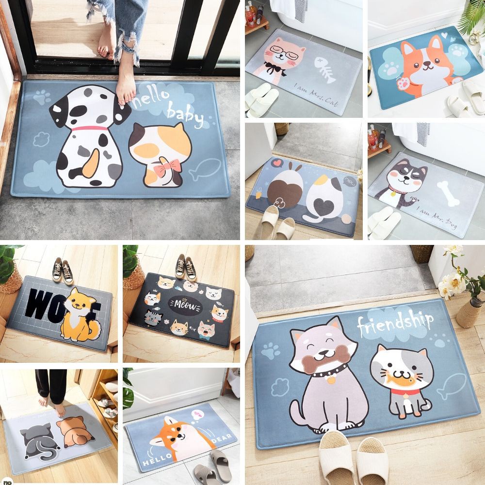 Thảm lau chân chống thấm nước in hình đông vật 3D siêu đáng yê nhiều mẫu mã (40x60cm)