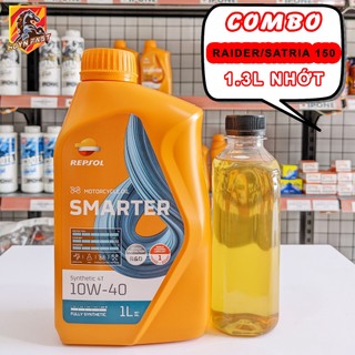 Combo 1l3 nhớt repsol smarter synthetic 4t 10w40 – 100% full tổng hợp siêu tiết kiệm cho xe raider/ satria f150