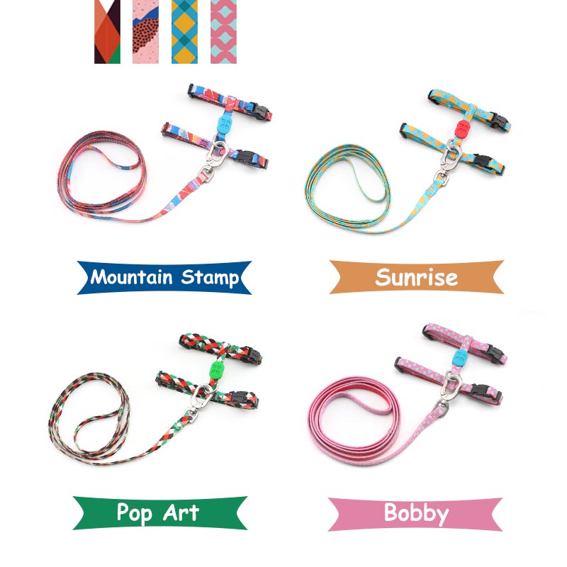 HamshMoc Bộ Dây Dắt Và Dắt Thú Cưng Đi Dạo Bằng Polyester Mềm Mại Họa Tiết Hoa Hamsa Có Thể Điều Chỉnh