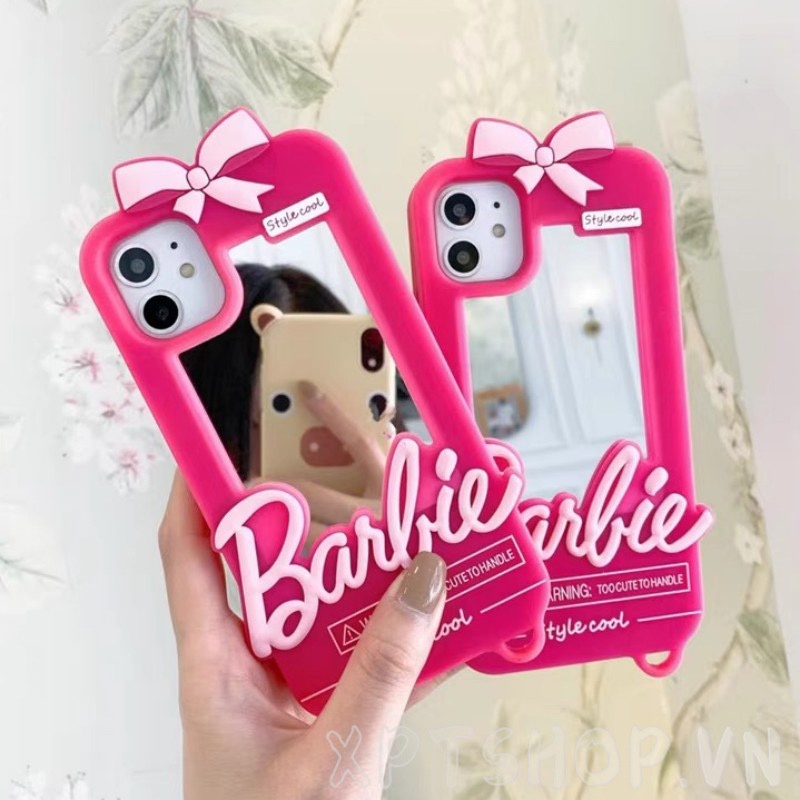 Ốp Điện Thoại Silicone Mặt Gương Kèm Quả Cầu Bông Cho iPhone 14ProMax 14Plus 13 12 11ProMax IX XR MAX 7 8Plus