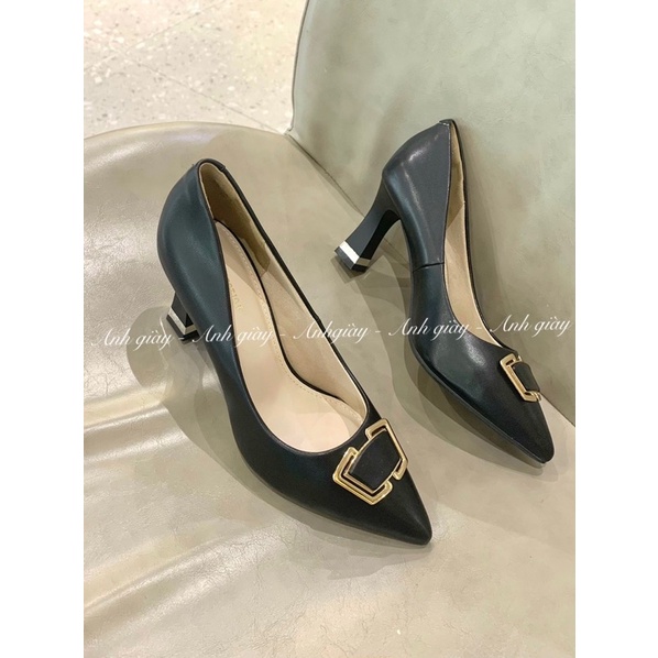 CG28 - Giày cao gót da lì mũi nhọn gót trụ 7p hàng VNXK da mềm lót mút phù hợp đi học , đi làm , đi chơi , du lịch