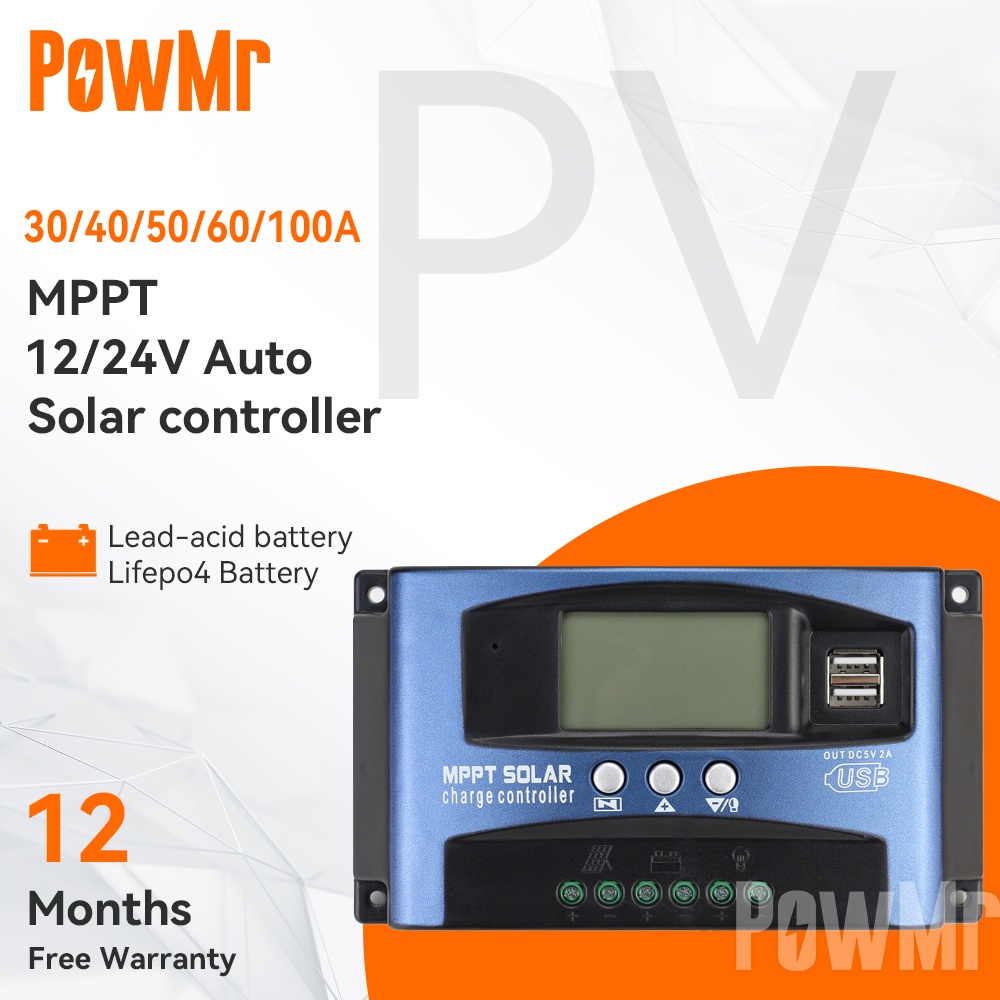Bộ Điều Khiển Sạc Năng Lượng Mặt Trời MPPT 100A 60A 50A 40A 30A 12V 24V