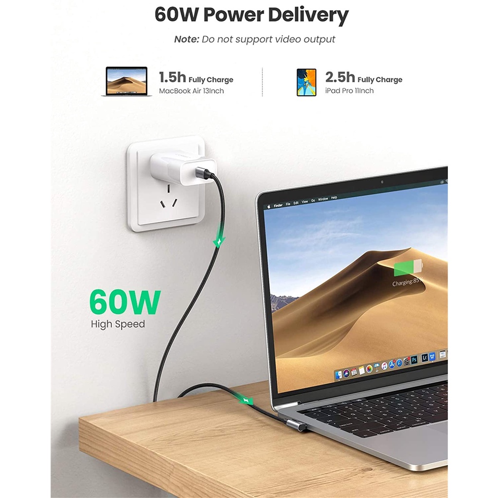 Cáp sạc Type C bẻ góc 90 dài 1m Ugreen 50123