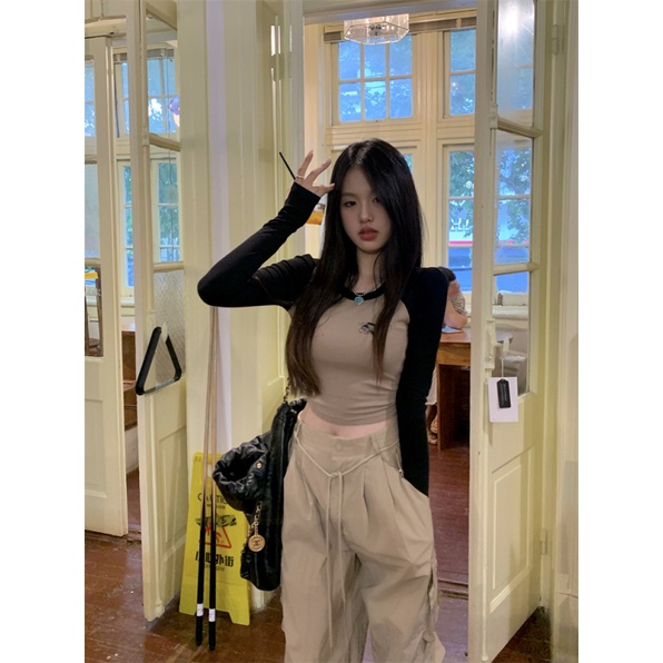 Áo Thun Tay Dài Dáng Ôm Màu Sắc Thời Trang Dành Cho Nữ