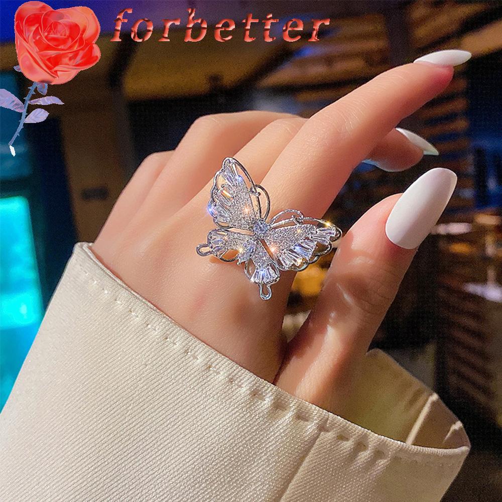 Nhẫn đeo tay kim loại hình bươm bướm phong cách thời trang cho phái nữ