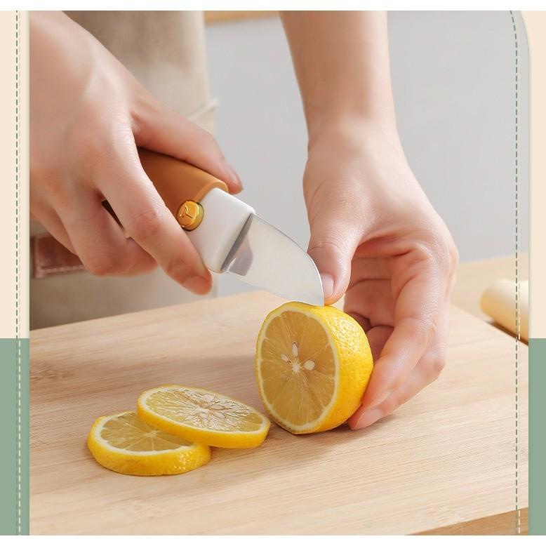 Dao gọt trái cây chất liệu thép không gỉ có nắp đậy, dao gọt vỏ rau củ quả đa chức năng