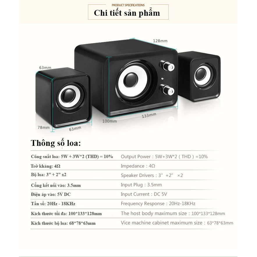 Loa vi tính Để Bàn 2.1 mini Speaker FT-202 | Loa máy tính mini cao cấp, Âm thanh chất lượng