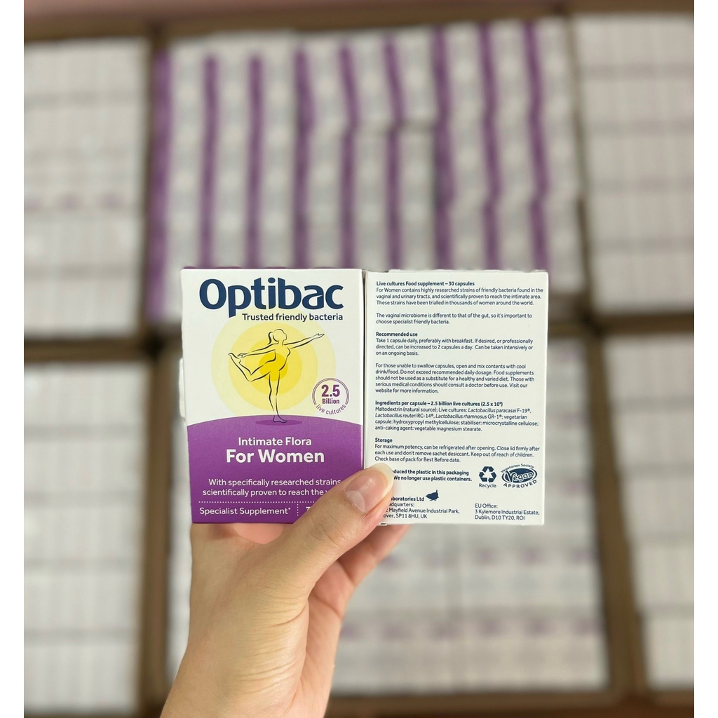 Men Vi Sinh Optibac Probiotics For Women, Hộp 30/90v Green Cosmetic