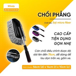 Chổi lau rửa vệ sinh chuyên dụng cho ô tô ,Chổi lau bụi nội thất xe hơi sợi dầu, cán co rút,Loại Phẳng