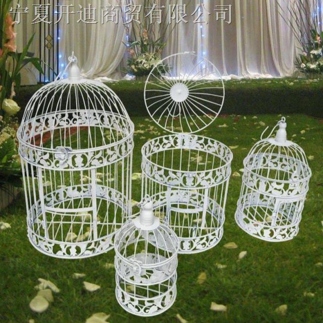 Lồng Chim Bằng Sắt Màu Trắng Cỡ Lớn Dùng Trang Trí Nhà Cửa Phong Cách Châu Âu