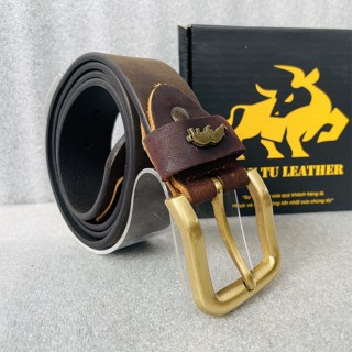 Thắt lưng nam da thật cao cấp - Dây nịch nam da sáp bản to khóa kim