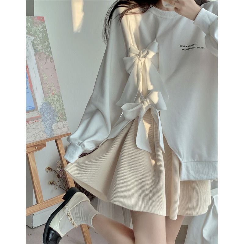 Áo Sweater Dáng Rộng Xẻ Tà Phong Cách Hàn Quốc Thời Trang Mùa Thu Cho Nữ 150kg