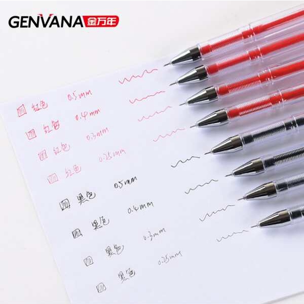 Bút Mực Gel Ngòi 0.25mm Ngòi 0.28 Ngòi 0.3 Ngòi 0.38 Siêu Mỏng Màu Đỏ / Xanh Dương