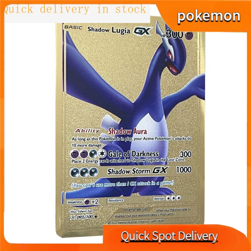 ✨✨Bộ Sưu Tập Thẻ Bài Pokemon Bằng Kim Loại Sắt Màu Vàng Kim in Chữ Tiếng Anh Cho Trẻ Em