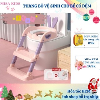 Thang bô vệ sinh có nắp thu nhỏ bồn cầu gấp gọn tiện lợi dùng cho bé trai và bé gái có sẵn tay vịn đi kèm