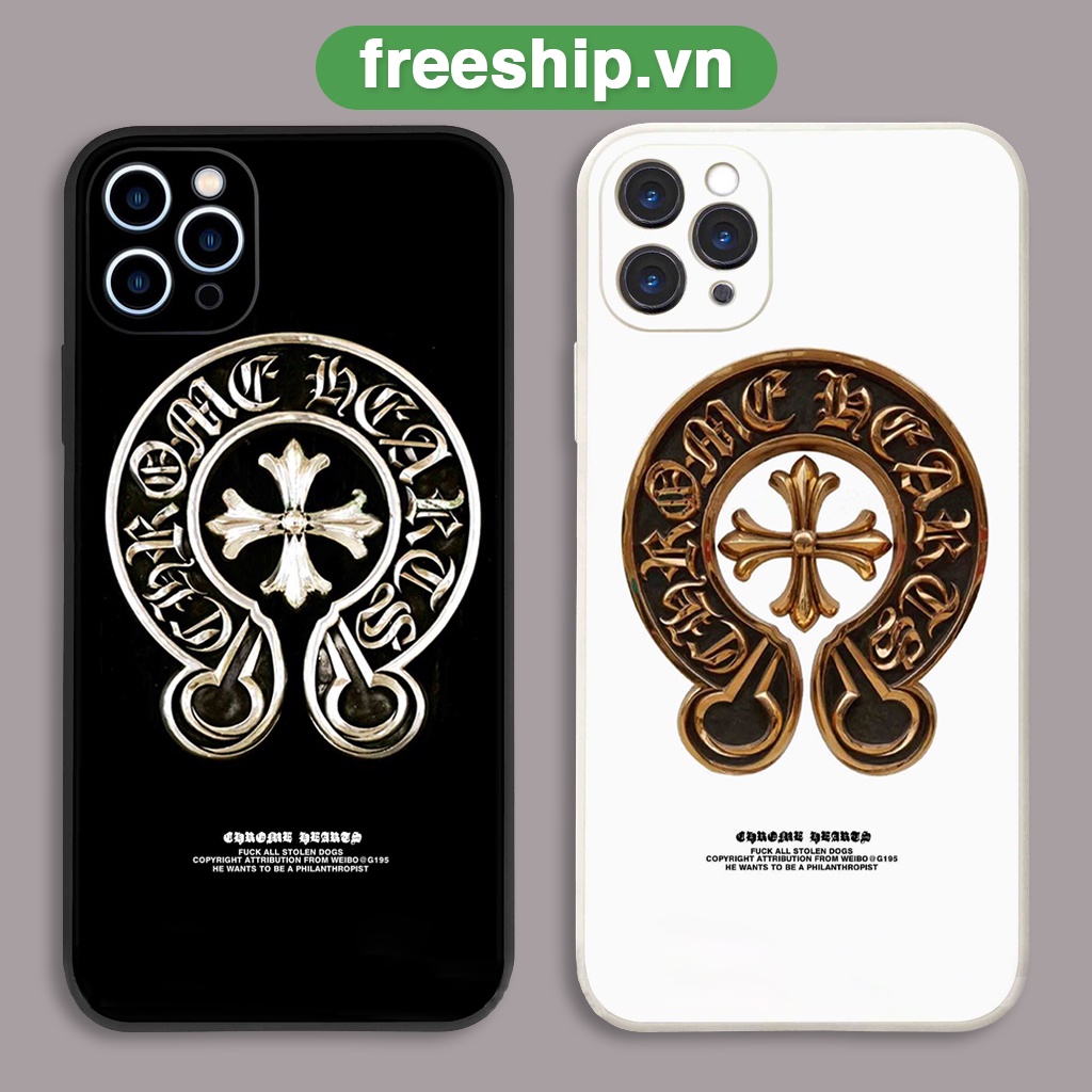 Ốp lưng điện thoại iPhone Ch.rome heart cạnh vuông silicon dẻo bảo vệ cam ip 6/6s/7/8/X/XS/XR/11/12/13/14 Pro Plus Max