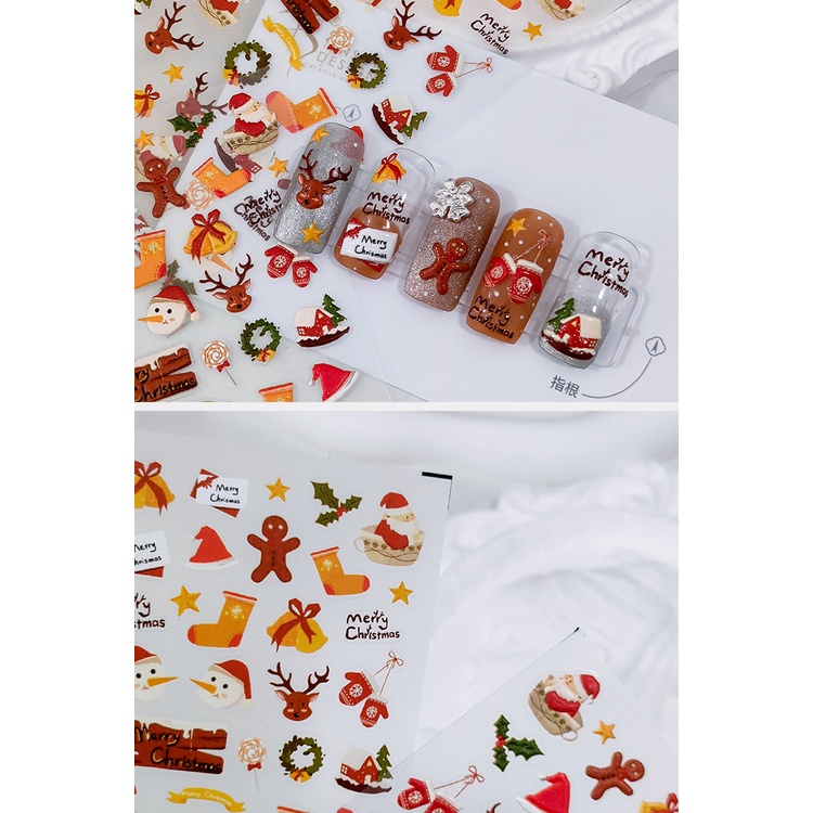 Miếng Dán Trang Trí Móng Tay Họa Tiết Giáng Sinh 5D TS-1956